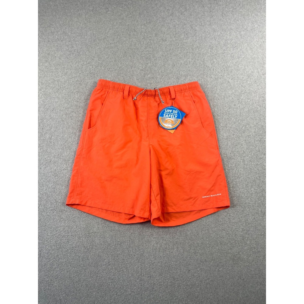 Columbia PFG Backcast III Water Shorts Mens M Orange Mesh Lined 8" Inseam